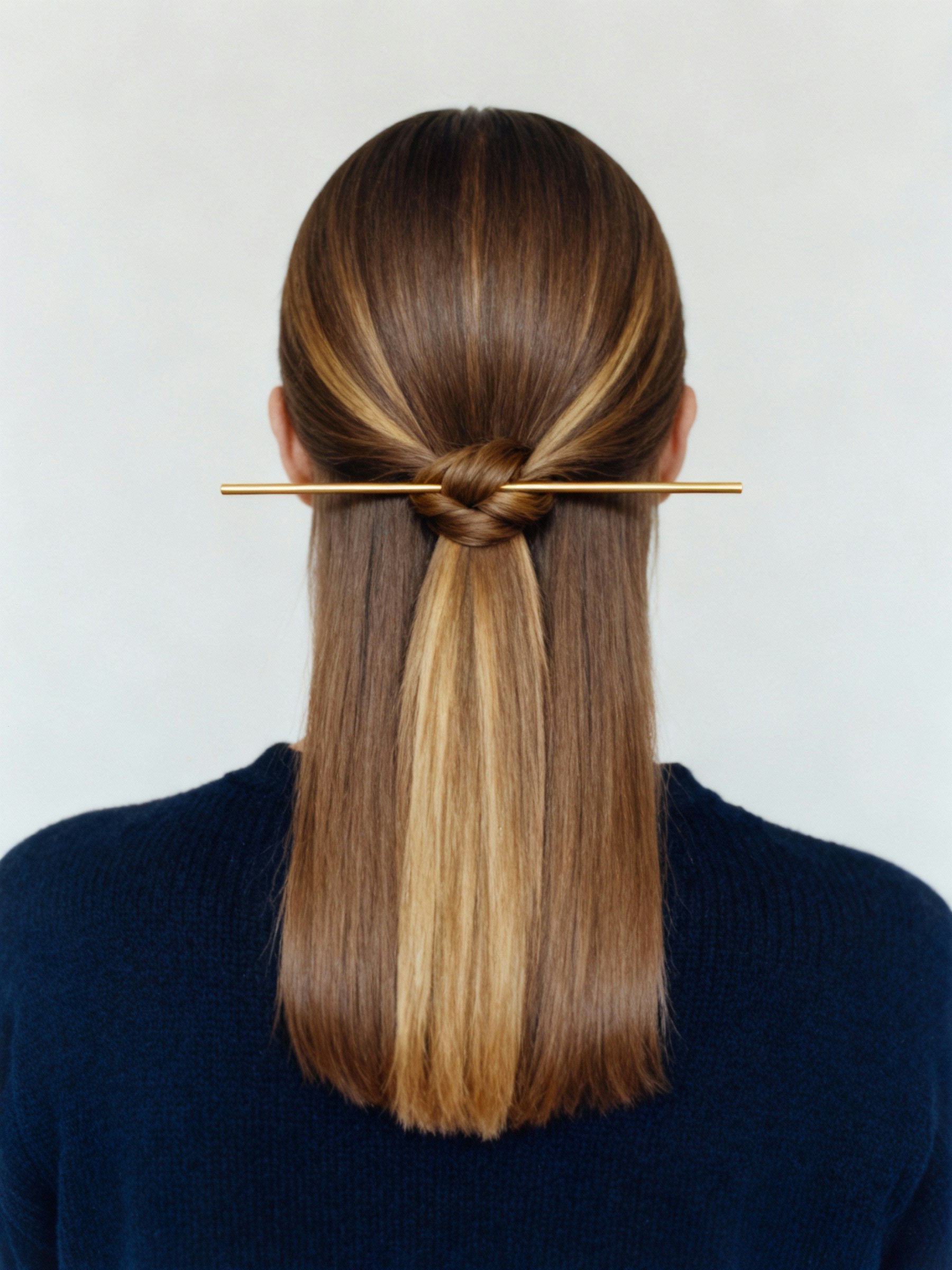Close, sculptural view of hair styling